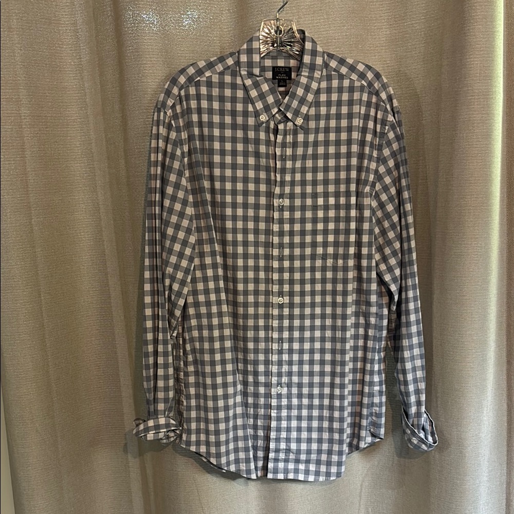 J. Crew Blue and White Casual Button Down Shirt